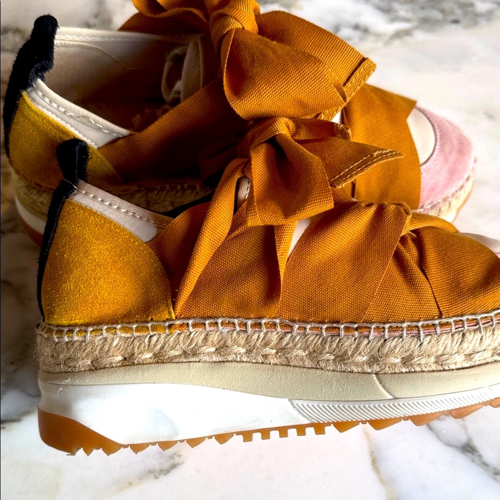 Free People Champin Mustard & Blush Espadrilles women’s size 36/6 - Picture 5 of 12